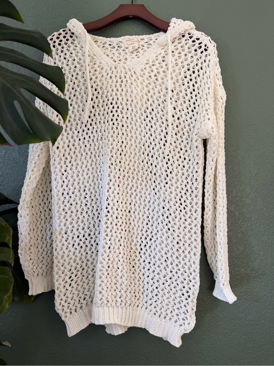 Nicole Miller Other - Nicole MillerWhite Knit Swim Coverup Hoodie S